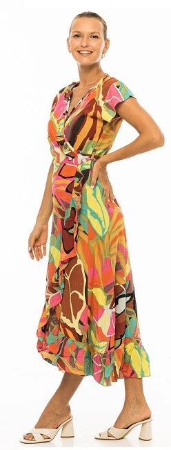 PM Long Croisee Wrap Multi Clair Dress