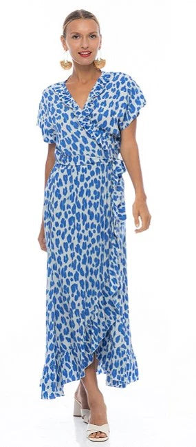 PM Long Wrap Dress Frill Blue Clair/Light Blu