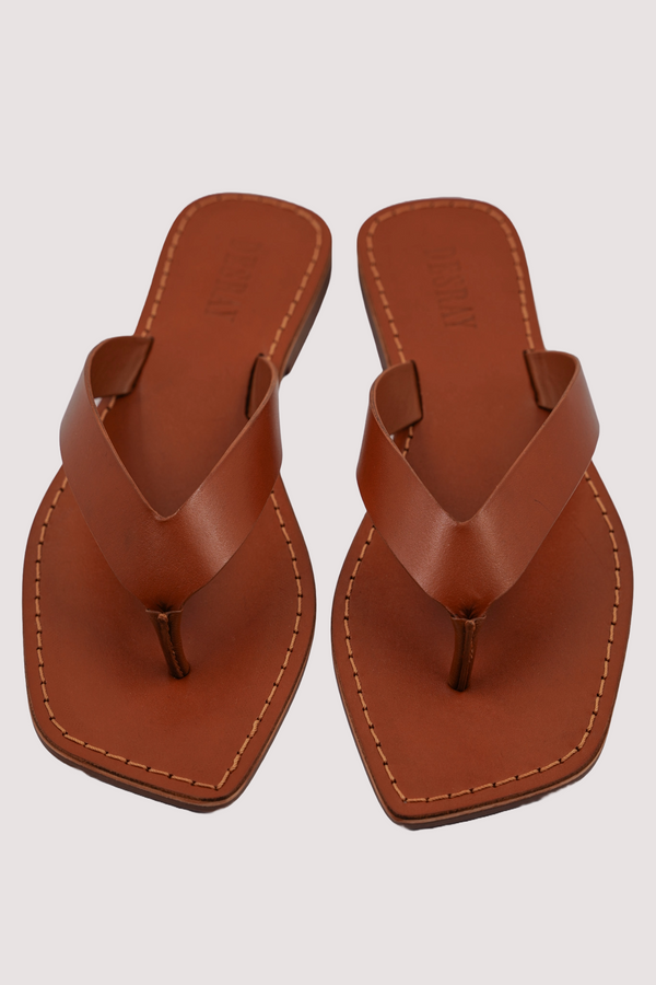 Tan Leather Flip Flops