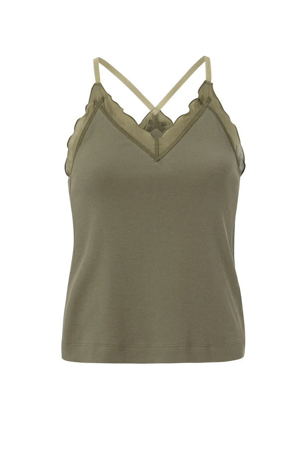 Gerry Singlet Stone Grey w Woven Details